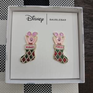 Disney Baublebar Piglet Stocking Stud Earrings Christmas NIB
